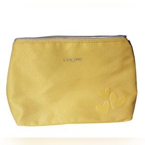 NWOT Large Lancome yellow with hearts makeup/tolietries travel pouch